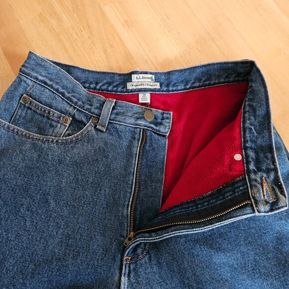 L. L. Bean Original Fit Relaxed Flannel Lined Jeans  - Blue- Sz 10 Tall - EUC - Picture 5 of 8